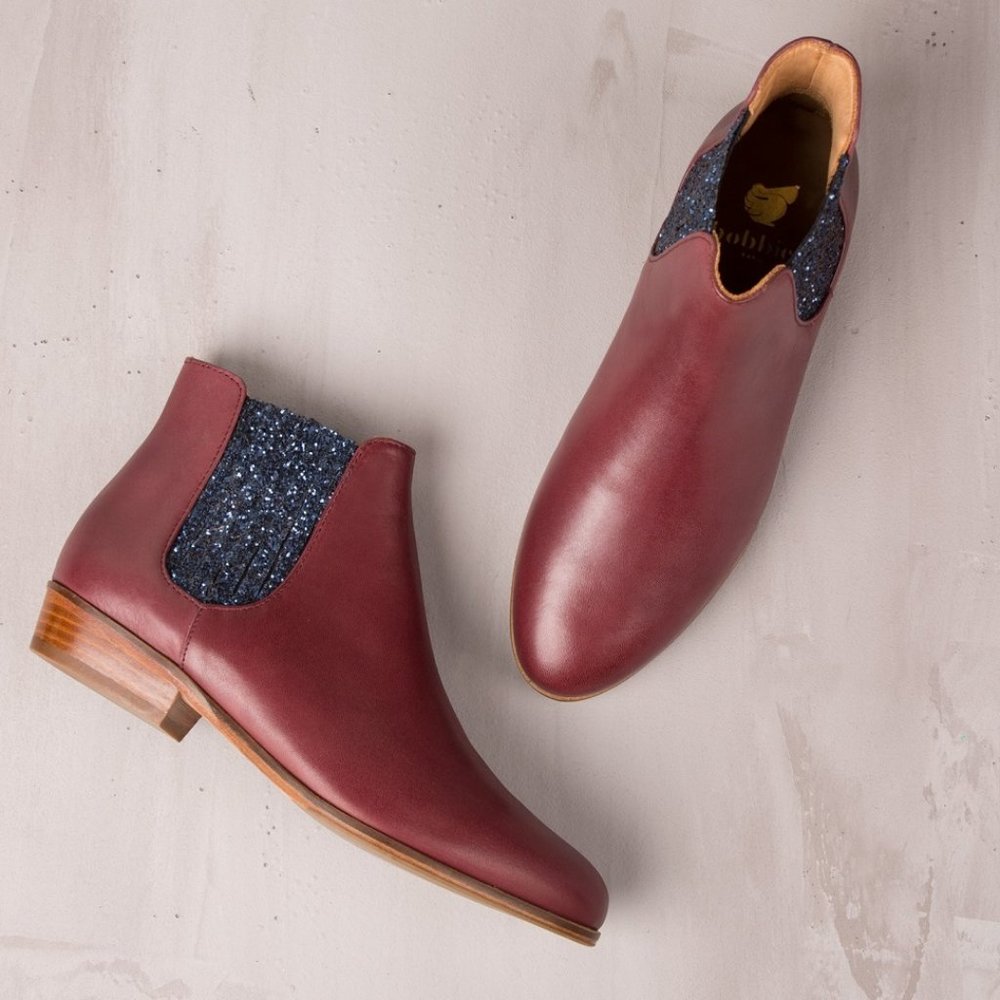 ANTHROPOLOGIE BOBBIES BORDEAUX LEATHER BOOTIES 38